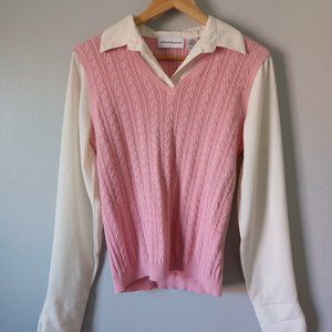 Vintage Alfred Dunner Pink/Ivory Dress Shirt